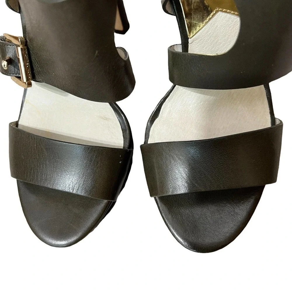 Michael Kors Size 7 Lucinda Back Zip Green Platform Sandals‎